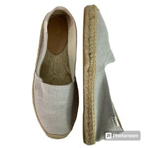 Soludos Almond Toe Platform Espadrille Slip On Gray  Textile Canvas Women Sz 8.5